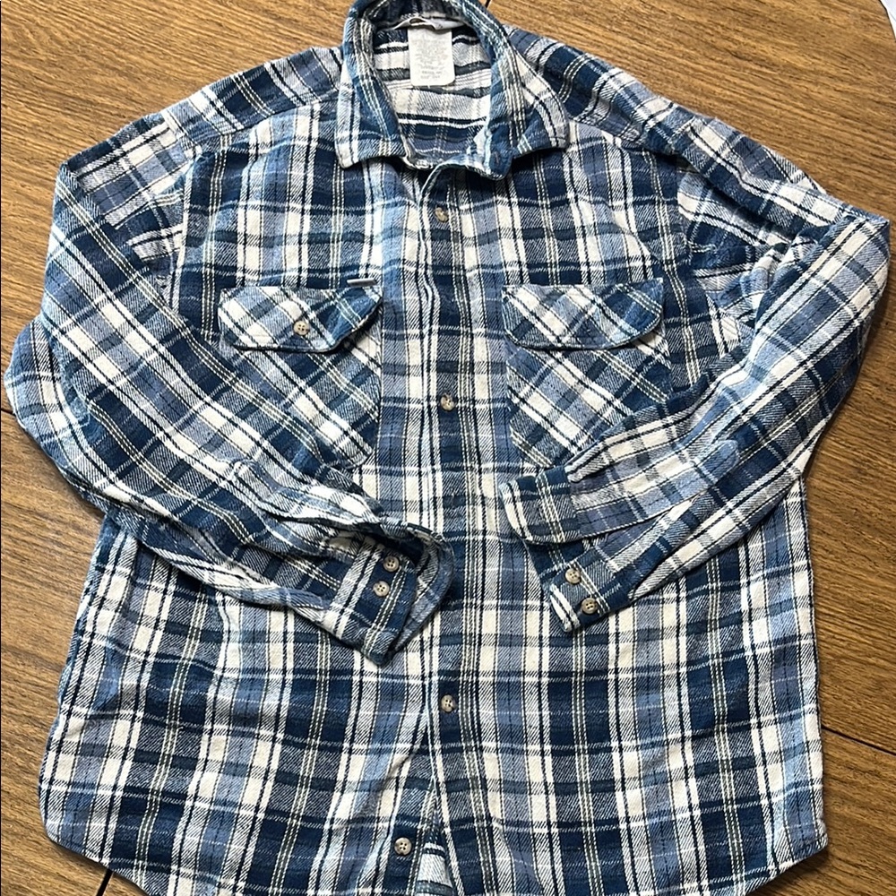 Carhartt Navy and White Plaid Shirt